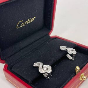 Серьги Cartier Diamond White Gold Scroll Openwork Earrings